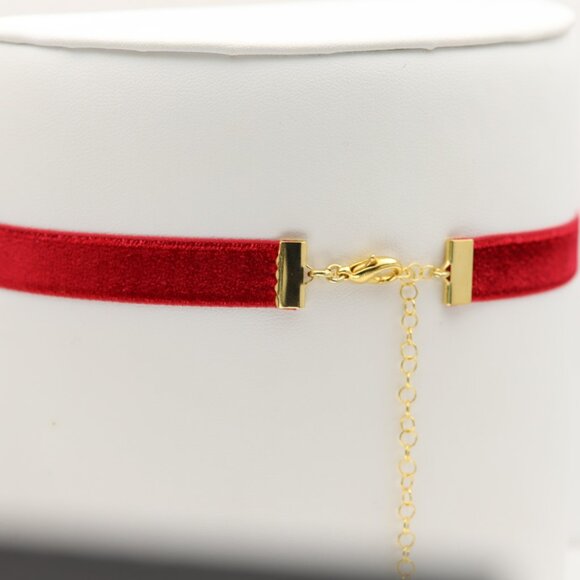 Red Velvet Choker Japanese velvet Adjustable Necklace red Chokers (#58) - Picture 7 of 11
